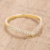 .22Ct Goldtone Chevron Ring with CZ