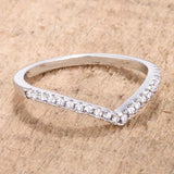 .22Ct Rhodium Chevron Ring with CZ