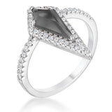 1.4Ct Rhodium Trendy Prism Smokey Topaz CZ Ring