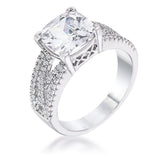 3Ct Elegant Rhodium Plated Criss-Cross Clear CZ Engagement Ring