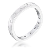 .23Ct Rhodium Plated Cz Speckled Square Shaped Stackable Band