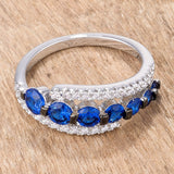 1.06Ct Rhodium & Hematite Plated Graduated Blue & Clear CZ Half Eternity Ring