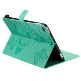 For iPad 5/6/air1/air2 9.7 Fashion Butterfly Embossed PU Leather Magnetic Closure Stand Case Auto Wake/Sleep Cover with Pen Slot green