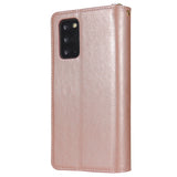 For Samsung A51 5G/A71 5G/Note 10 pro Pu Leather  Mobile Phone Cover Zipper Card Bag + Wrist Strap Rose gold