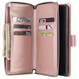 For Samsung A51 5G/A71 5G/Note 10 pro Pu Leather  Mobile Phone Cover Zipper Card Bag + Wrist Strap Rose gold