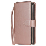 For Samsung A51 5G/A71 5G/Note 10 pro Pu Leather  Mobile Phone Cover Zipper Card Bag + Wrist Strap Rose gold