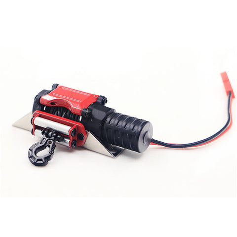 Electric Capstan Metal Winch Traction Simulation Accessories for 1/10 Crawler Car TRX4 D90 SCX10 Red and black