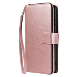 For Samsung S10/S20/S10E/ S10 Plus Pu Leather  Mobile Phone Cover Zipper Card Bag + Wrist Strap Rose gold