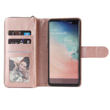 For Samsung S10/S20/S10E/ S10 Plus Pu Leather  Mobile Phone Cover Zipper Card Bag + Wrist Strap Red wine