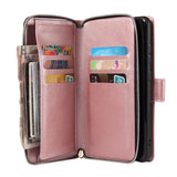 For Samsung S10/S20/S10E/ S10 Plus Pu Leather  Mobile Phone Cover Zipper Card Bag + Wrist Strap Rose gold