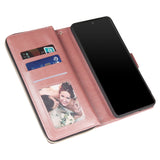 For Samsung S10/S20/S10E/ S10 Plus Pu Leather  Mobile Phone Cover Zipper Card Bag + Wrist Strap Rose gold