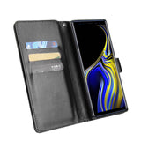 For Samsung Note 9 PU Full Protective Cover with 9 Card Slot Lanyard Bracket Buckle black