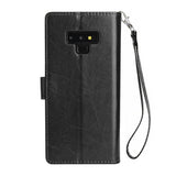 For Samsung Note 9 PU Full Protective Cover with 9 Card Slot Lanyard Bracket Buckle black