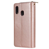 For Samsung A10/A20/A30/A50/A30S/A50S Pu Leather  Mobile Phone Cover Zipper Card Bag + Wrist Strap Rose gold