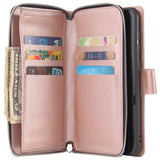 For Samsung A10/A20/A30/A50/A30S/A50S Pu Leather  Mobile Phone Cover Zipper Card Bag + Wrist Strap Rose gold