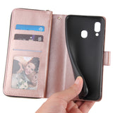 For Samsung A10/A20/A30/A50/A30S/A50S Pu Leather  Mobile Phone Cover Zipper Card Bag + Wrist Strap Rose gold