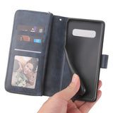 For Samsung S10/S20/S10E/ S10 Plus Pu Leather  Mobile Phone Cover Zipper Card Bag + Wrist Strap blue