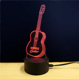 Guitar 3D LED Light - 7 Colors, 2 Light Modes, Power Through Micro USB, 5W