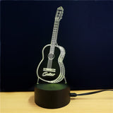 Guitar 3D LED Light - 7 Colors, 2 Light Modes, Power Through Micro USB, 5W