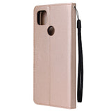 For Redmi 9A/Redmi 9C PU Leather Mobile Phone Cover with 3 Cards Slots Phone Frame Golden