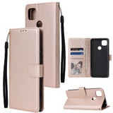 For Redmi 9A/Redmi 9C PU Leather Mobile Phone Cover with 3 Cards Slots Phone Frame Golden