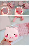 Cartoon Pig Portable LED Fill Light Makeup Mirror Fan USB Charging Portable Handheld Mini Fan  Closed eyes_General purpose