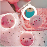 Cartoon Pig Portable LED Fill Light Makeup Mirror Fan USB Charging Portable Handheld Mini Fan  Blinking eyes_General purpose