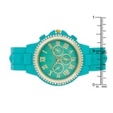 Ava Gold Turquoise Metal Watch With Crystals