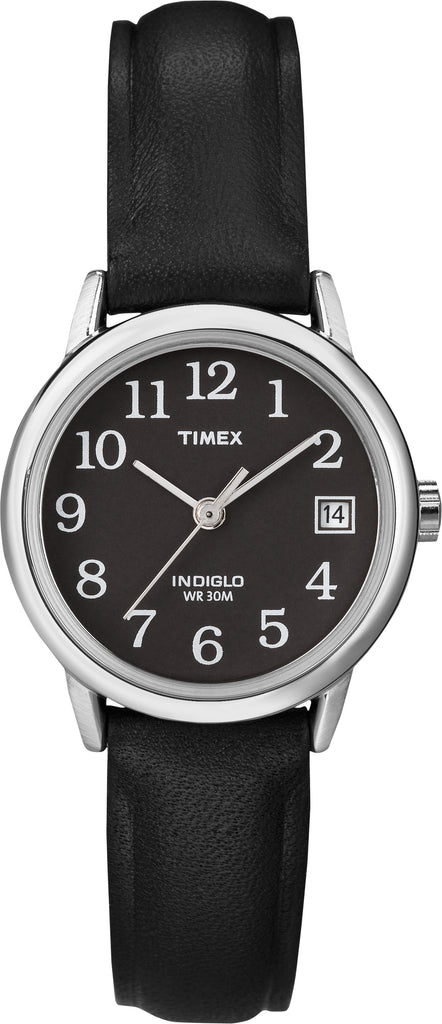 Timex Women's T2N525 Easy Reader Black Leather Strap Watch