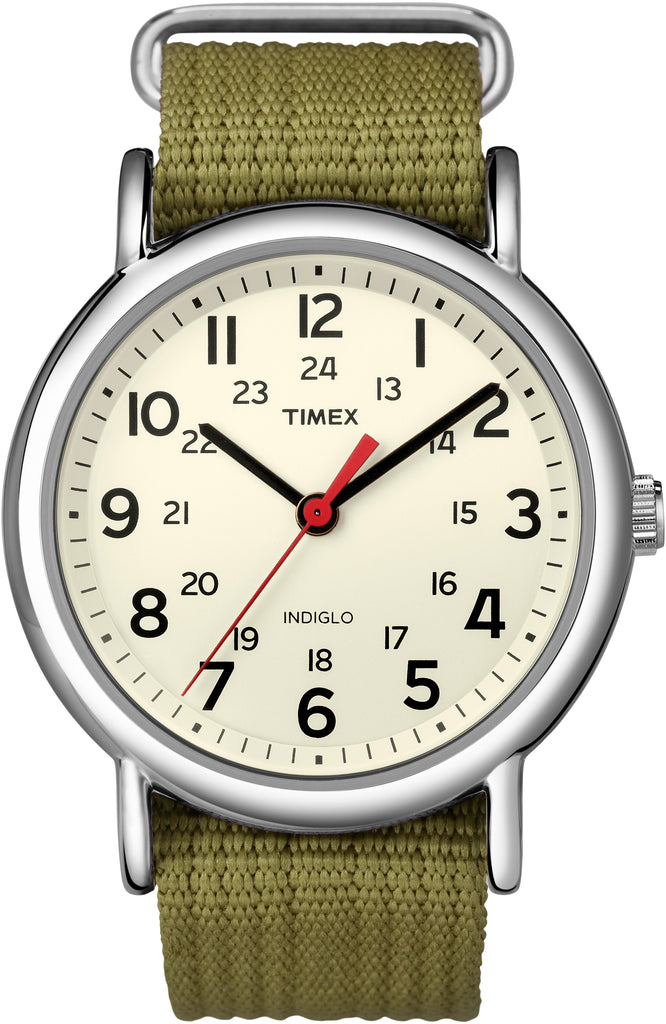 Timex Unisex T2N651 Weekender Olive Nylon Strap Casual Watch