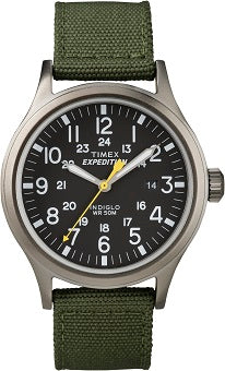 Timex Mens Expedition Black Green Dial Sport Watch