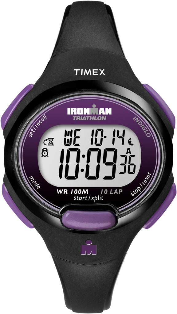 Timex Women's T5K523 Ironman 10-Lap Black/Purple Sport Watch