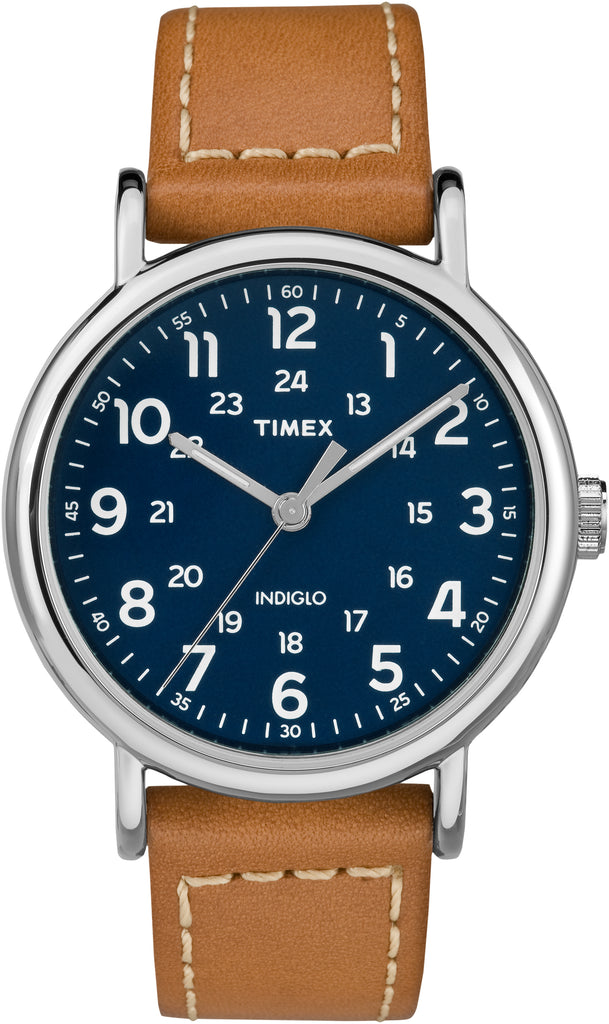 Timex Men's TW2R42500 Weekender 40 Brown/Blue Leather Strap Watch