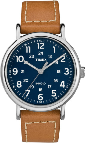 Timex Men's TW2R42500 Weekender 40 Brown/Blue Leather Strap Watch