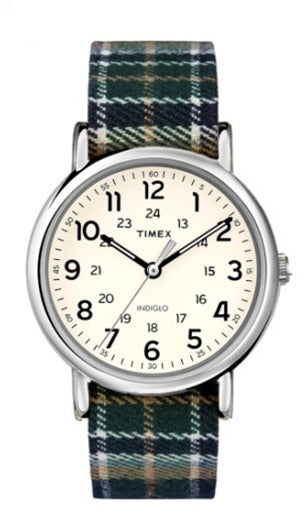 Timex TW2R51400 Weekender   38mm Plaid Fabric Strap Watch