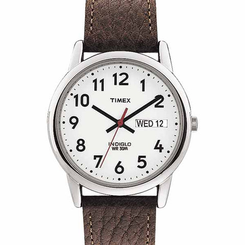 Timex Mens Easy Reader Brown Leather Strap Watch