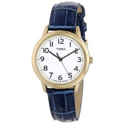 Timex Women's T2N954 Elevated Classics Gold-Tone Watch with Blue Leather Strap