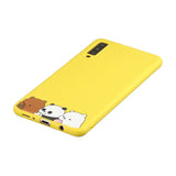 For Samsung A7 2018 Cartoon Lovely Coloured Painted Soft TPU Back Cover Non-slip Shockproof Full Protective Case with Lanyard yellow