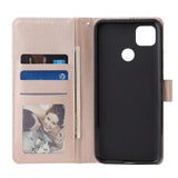 For Redmi 9A/Redmi 9C PU Leather Mobile Phone Cover with 3 Cards Slots Phone Frame Golden