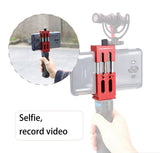 Tripod Head Bracket Mobile Phone Holder Clip for Phone Flashlight Microphone  red