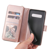 For Samsung S10/S20/S10E/ S10 Plus Pu Leather  Mobile Phone Cover Zipper Card Bag + Wrist Strap Rose gold