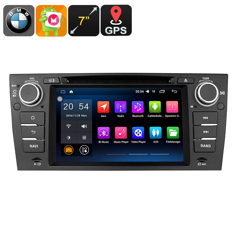 BMW 3 Series Android Car Stereo - GPS, Hands Free, Wi-Fi, Android 6.0, 4G Support, CAN BUS, 7 Inch Display