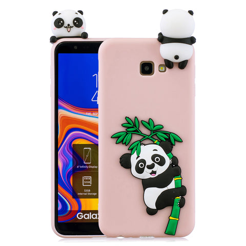 For Samsung J4 2018/J4 Plus Phone Case 3D Cartoon Panda Bamboo Cellphone Back Shell Shockproof Smartphone Cover Pink