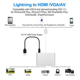 For iPhone Interface to HDMI VGA Jack Audio TV Adapter Cable for iPhone X iPhone 8 7 7 Plus 6 6S for iPad Series Silver