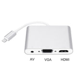 For iPhone Interface to HDMI VGA Jack Audio TV Adapter Cable for iPhone X iPhone 8 7 7 Plus 6 6S for iPad Series Silver