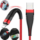 Knitted Charging Cable Lightning USB Charger Charging Data Sync Cable for iPhone 8 7 6s 6 5 X red