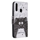 For Samsung A10S/A20S Smartphone Case PU Leather Phone Shell Lovely Cartoon Pattern Card Slots Overall Protection Blue eyes cat