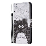 For Samsung A10S/A20S Smartphone Case PU Leather Phone Shell Lovely Cartoon Pattern Card Slots Overall Protection Blue eyes cat