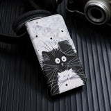 For Samsung A10S/A20S Smartphone Case PU Leather Phone Shell Lovely Cartoon Pattern Card Slots Overall Protection Blue eyes cat