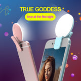 Mini Portable Beauty Selfie Ring Light with USB Charge Up Flash Photography Luminous Lamp 3 Brightness for iPhone Phone white